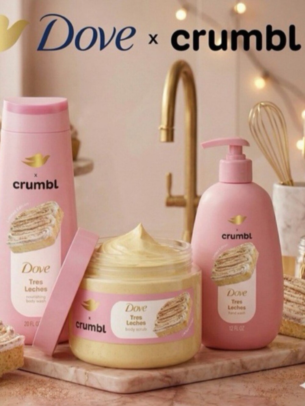 Dove x Crumbl Tres Leches Moisturizing Body Set - Pink